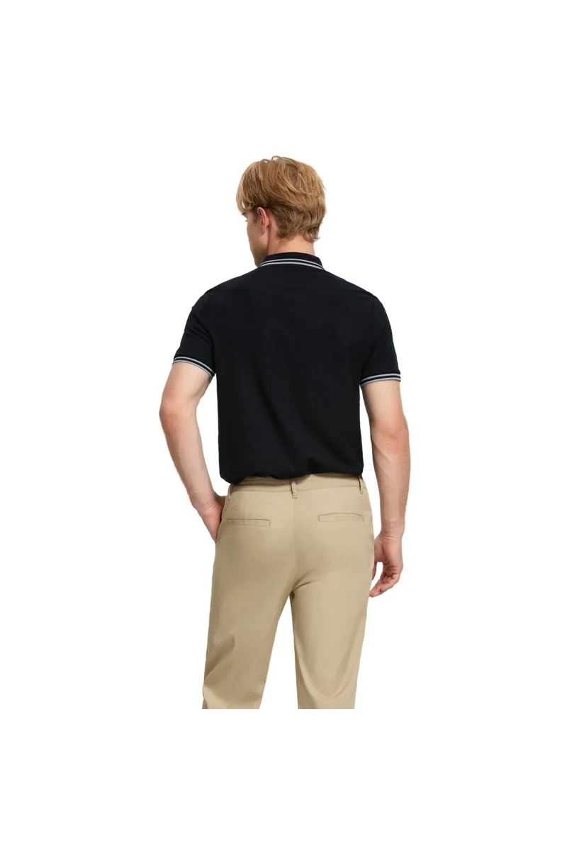 GIORDANO Men's Black Pique Solid Polo